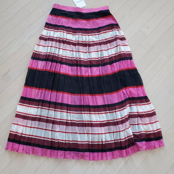 Valentino ! Pleated striped silk-georgette midi skirt (42) - Picture 6 of 15